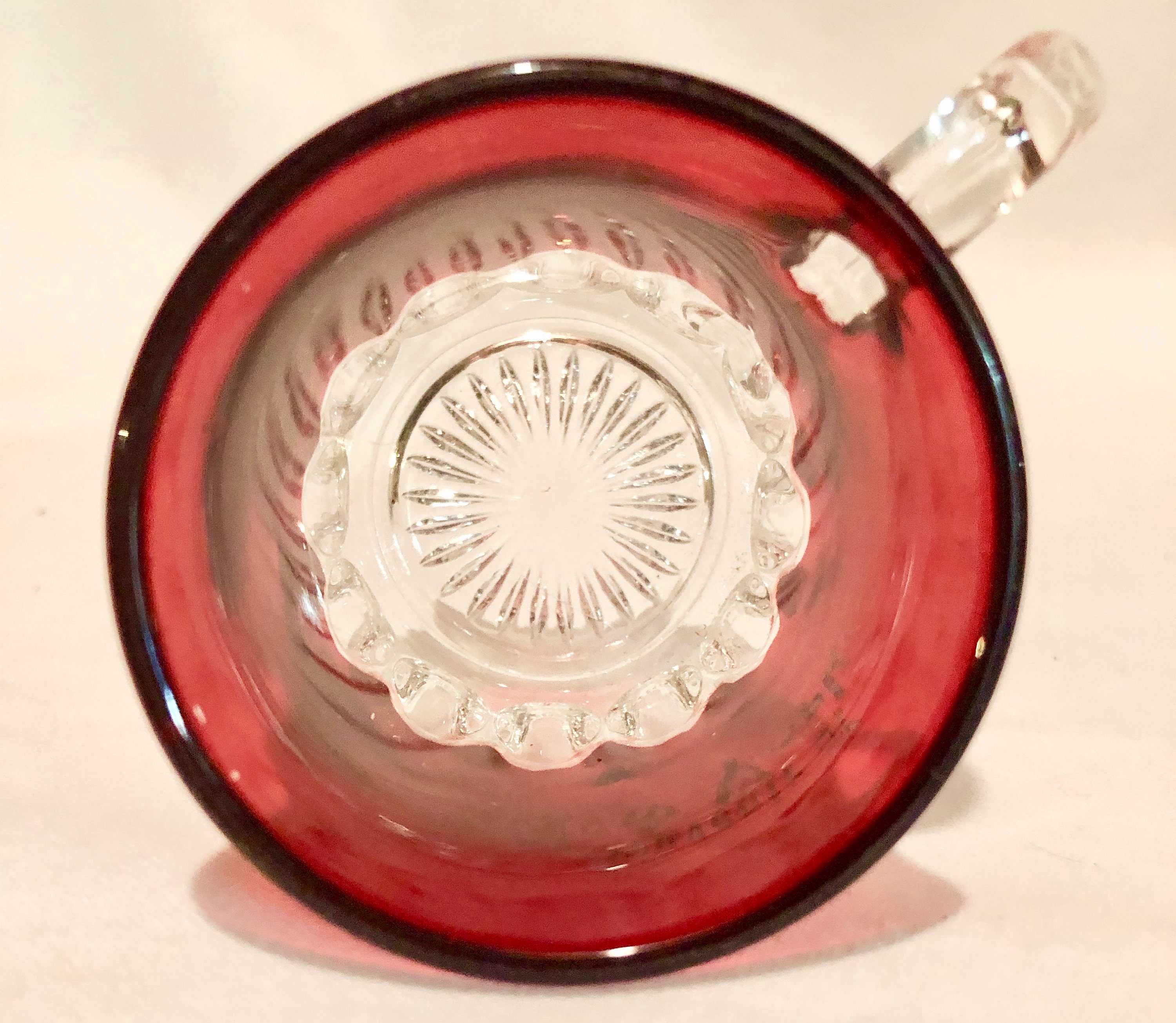 Antique Cranberry Glass Souvenir Cup/Mug Souvenir of New York