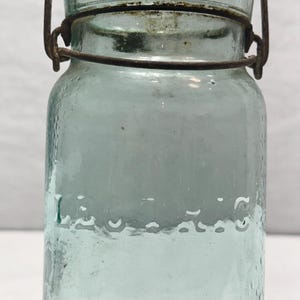 Vintage Leotric Aqua Blue Glass Canning/Preserve Jar