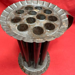Antique Round Tin 12 Hole Taper Candle Mold