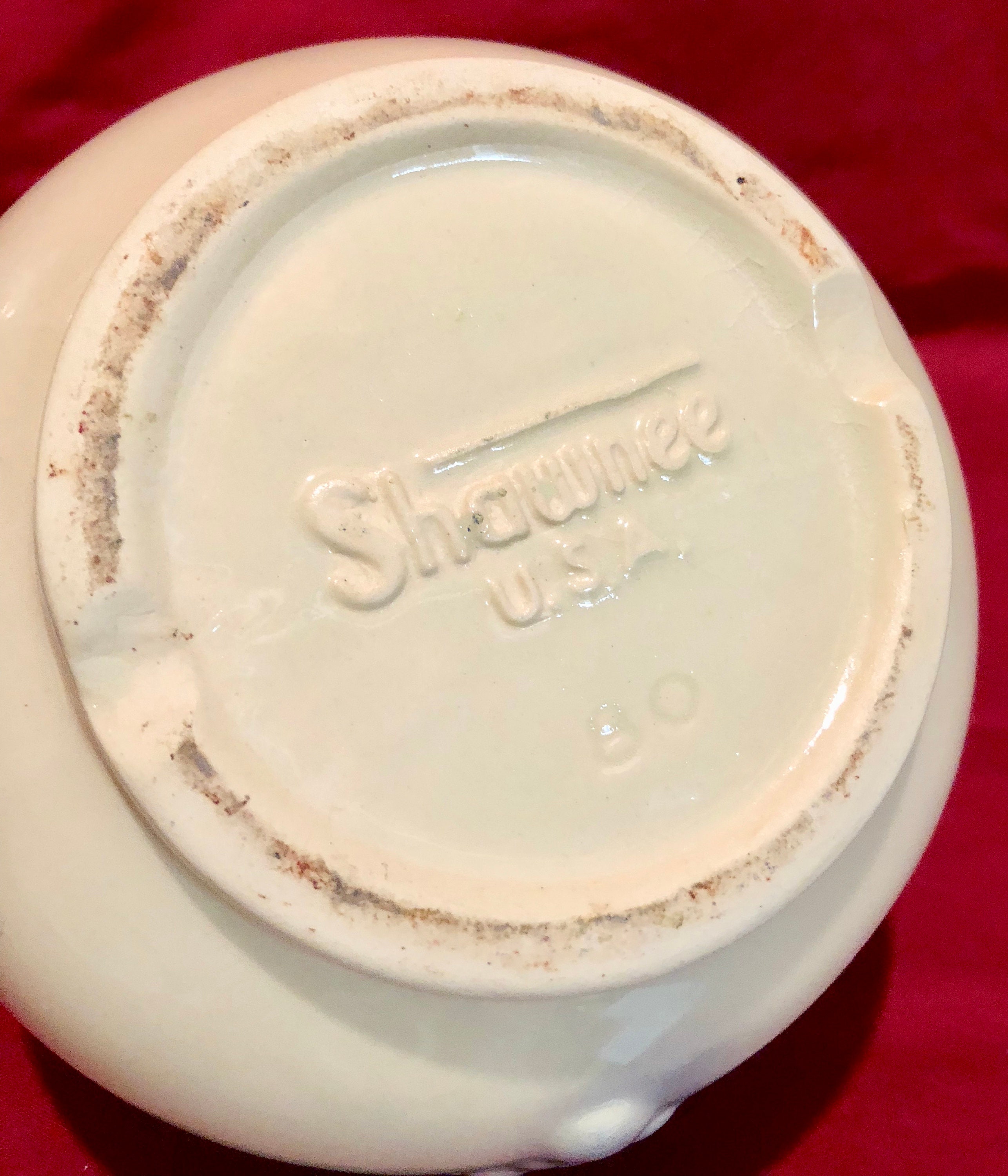 Vintage Midcentury Shawnee Pottery Ball/Jug Fruit Pitcher with Ice Lip