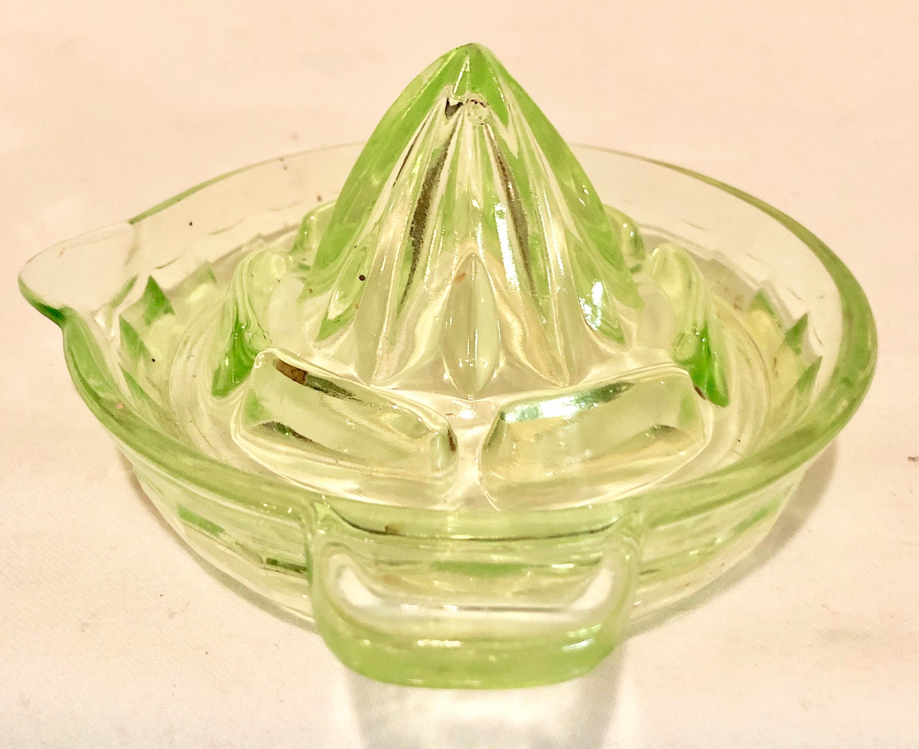 Vintage Green Depression Glass Citrus Juicer