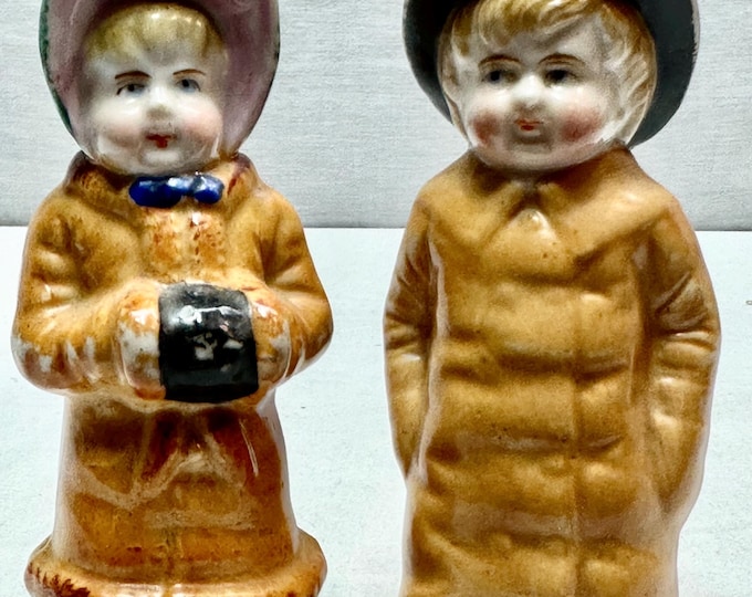 Vintage Ellen Clapsaddle Porcelain Boy and Girl Salt and Pepper