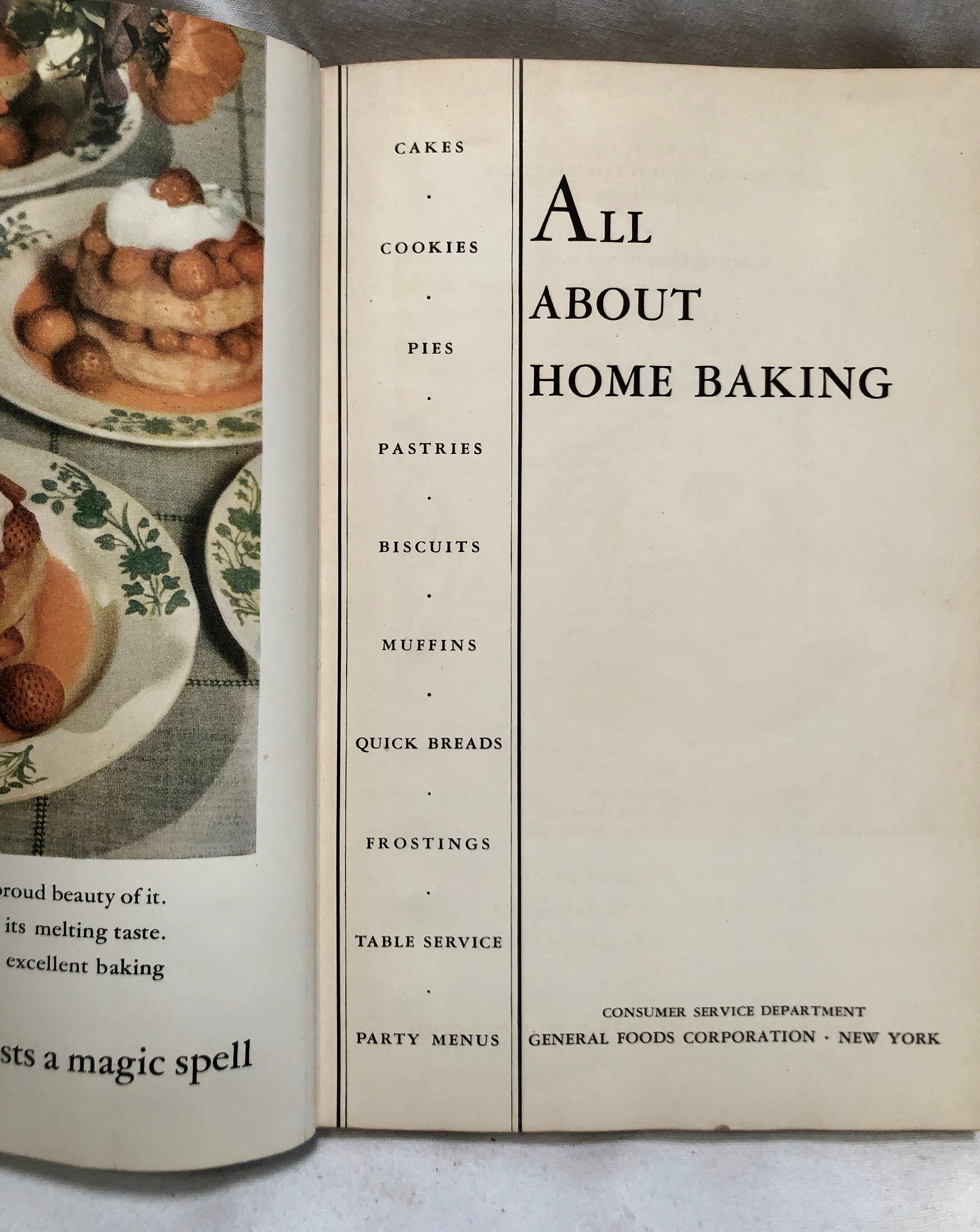 Vintage 'All About Home Baking' Cookbook, Copyright 1933, by General