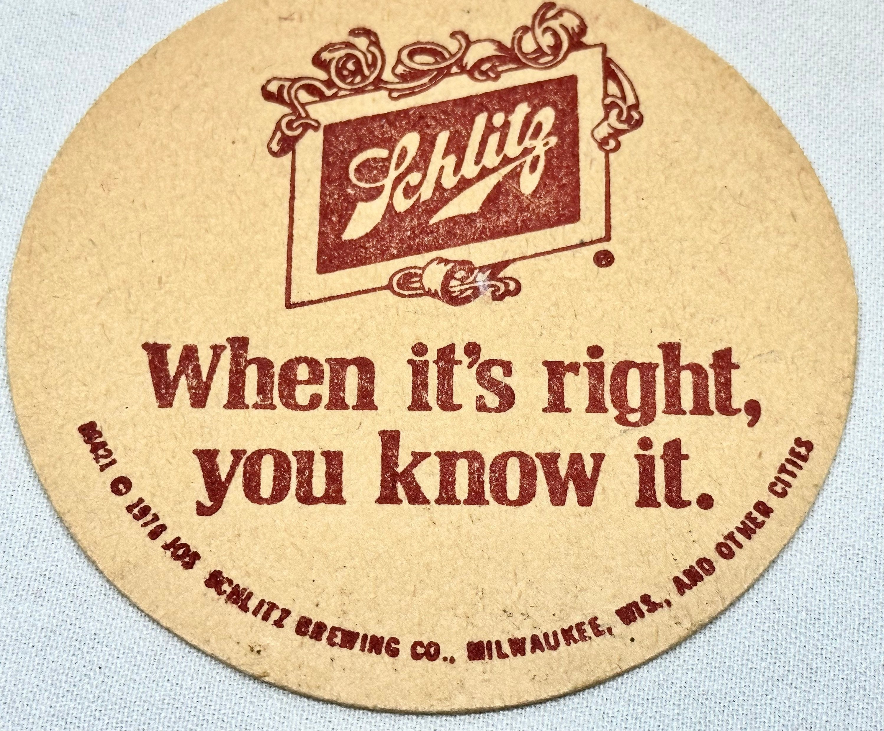Vintage Schlitz Beer Coaster, Schlitz Brewing Co, Milwaukee Wisconsin