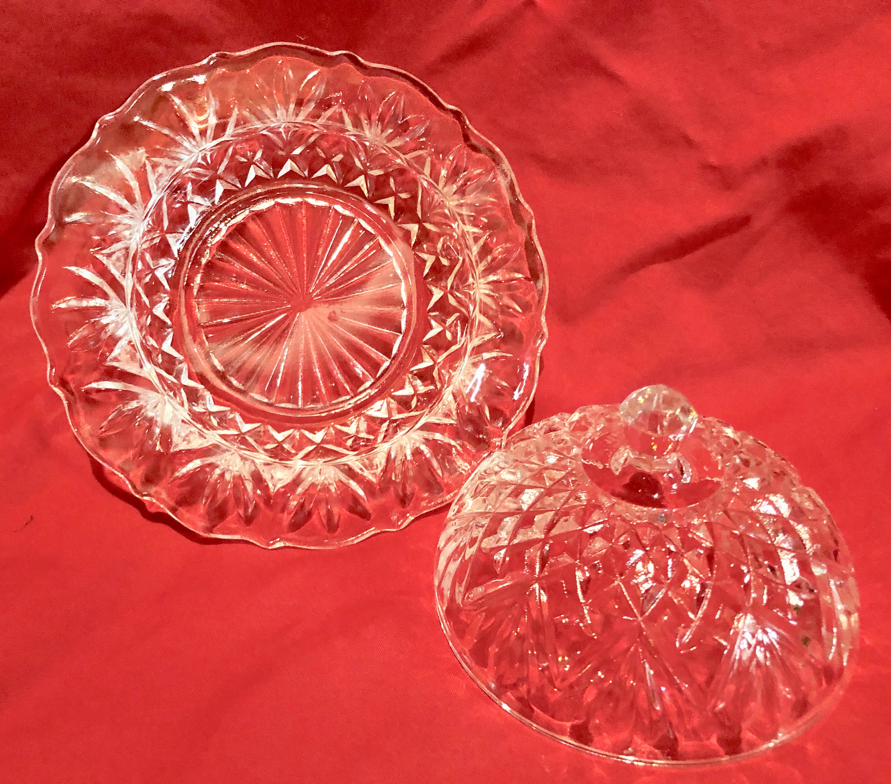 Vintage Cut Crystal Covered Butter Dish