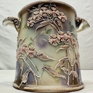 Antique Royal Nippon Moriye Floral Two Handled Porcelain Jar