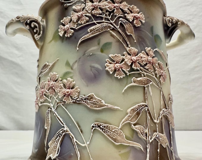 Antique Royal Nippon Moriye Floral Two Handled Porcelain Jar