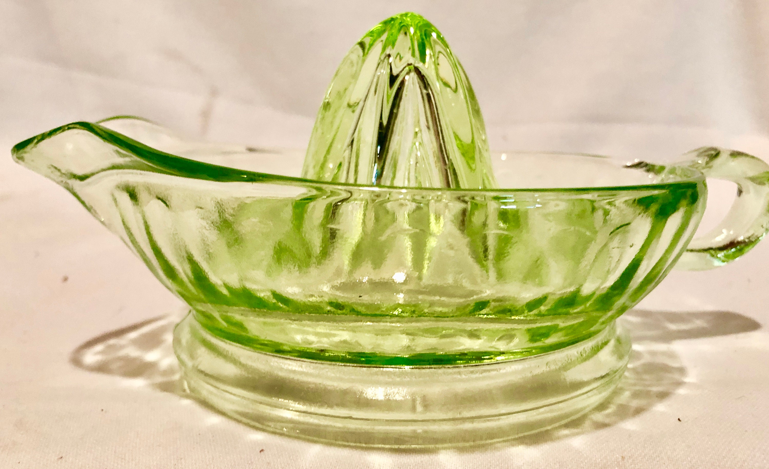 Vintage Green Depression Glass Citrus Juicer