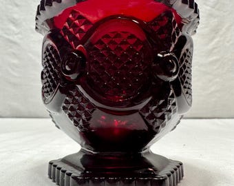 Cape Cod By Avon Ruby Glass Open Sugar Bowl - Vintage Glassware, 3.25" High, Circa 1975