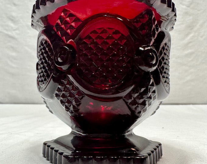 Vintage Avon 1876 Cape Cod Collection Ruby Red Glass Sugar Bowl in Original Box