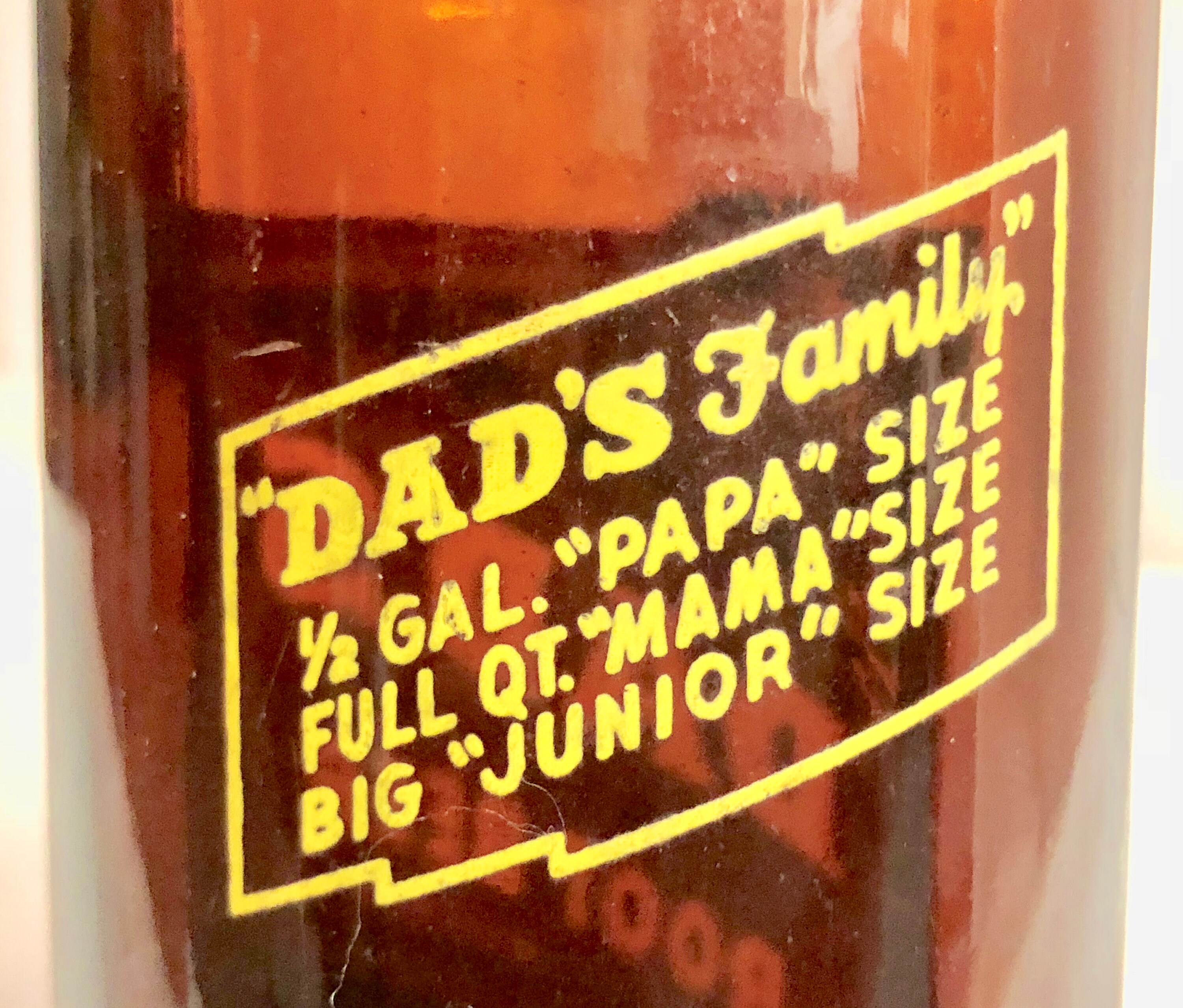 Vintage 'Dad's Old Fashion Root Beer' Amber Glass Bottle Junior Size