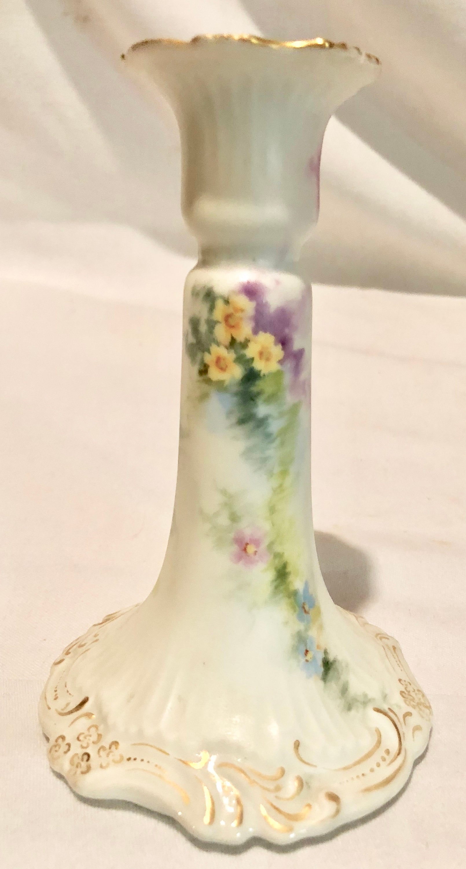 Antique T & V France Hand Painted Limoges Porcelain Candle Holder
