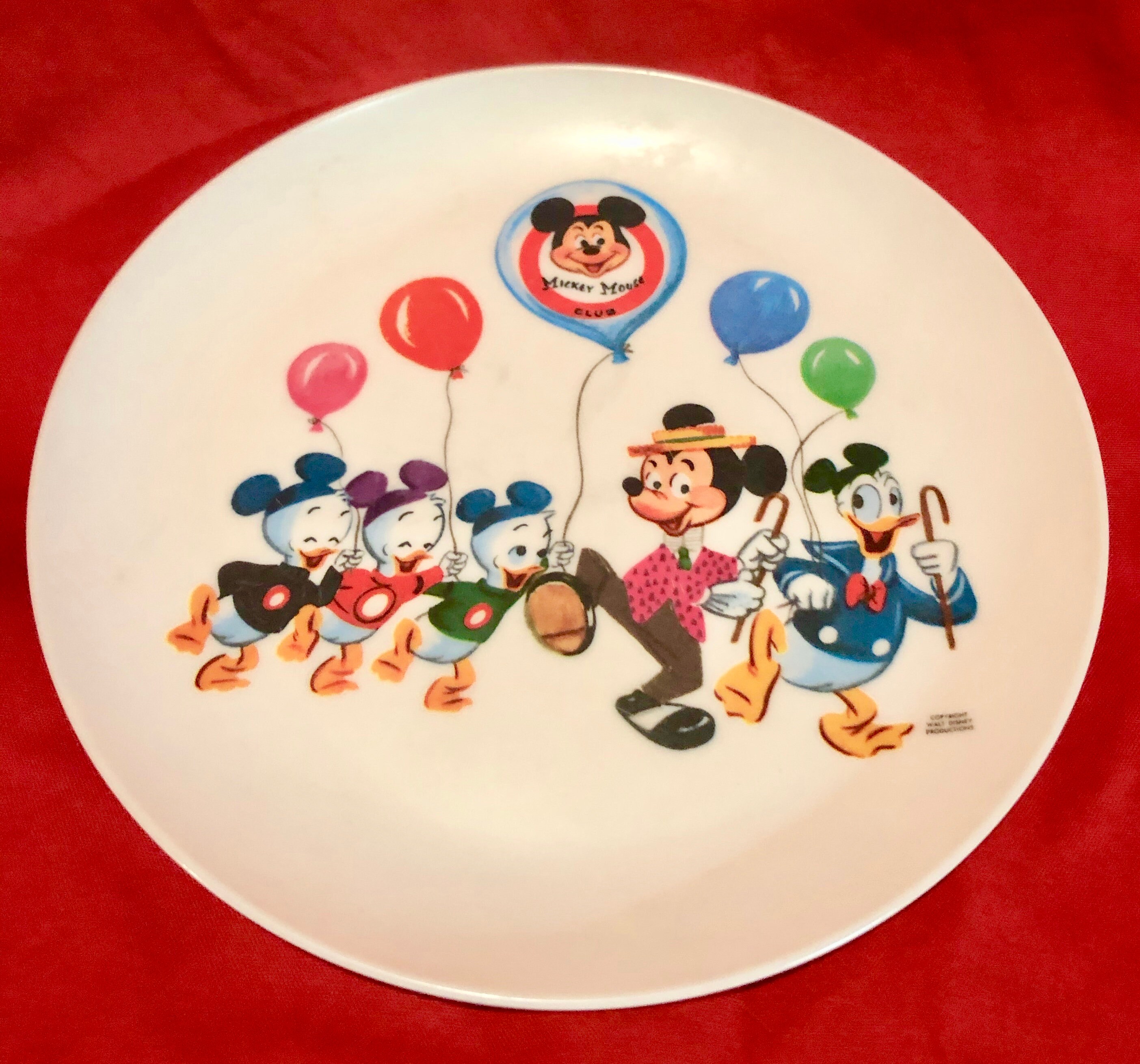 Vintage Mickey Mouse Club Melamine Plate, Walt Disney Productions Circa