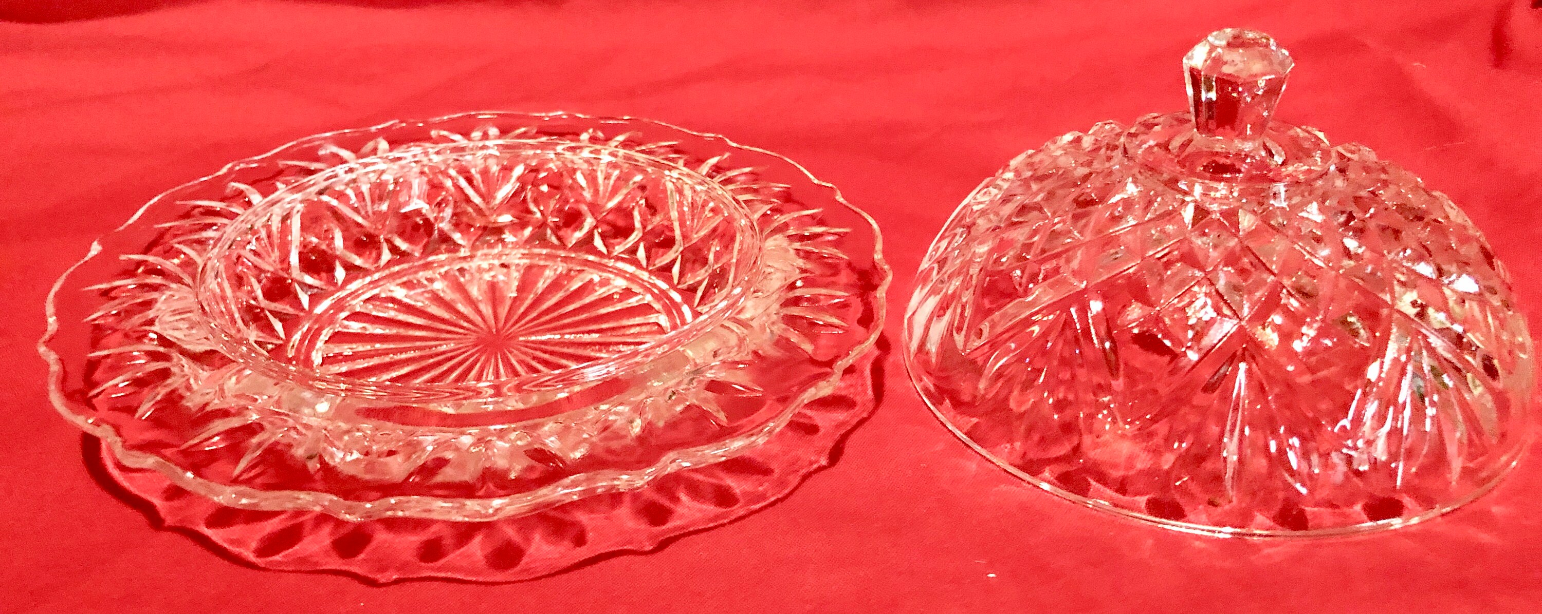 Vintage Cut Crystal Covered Butter Dish