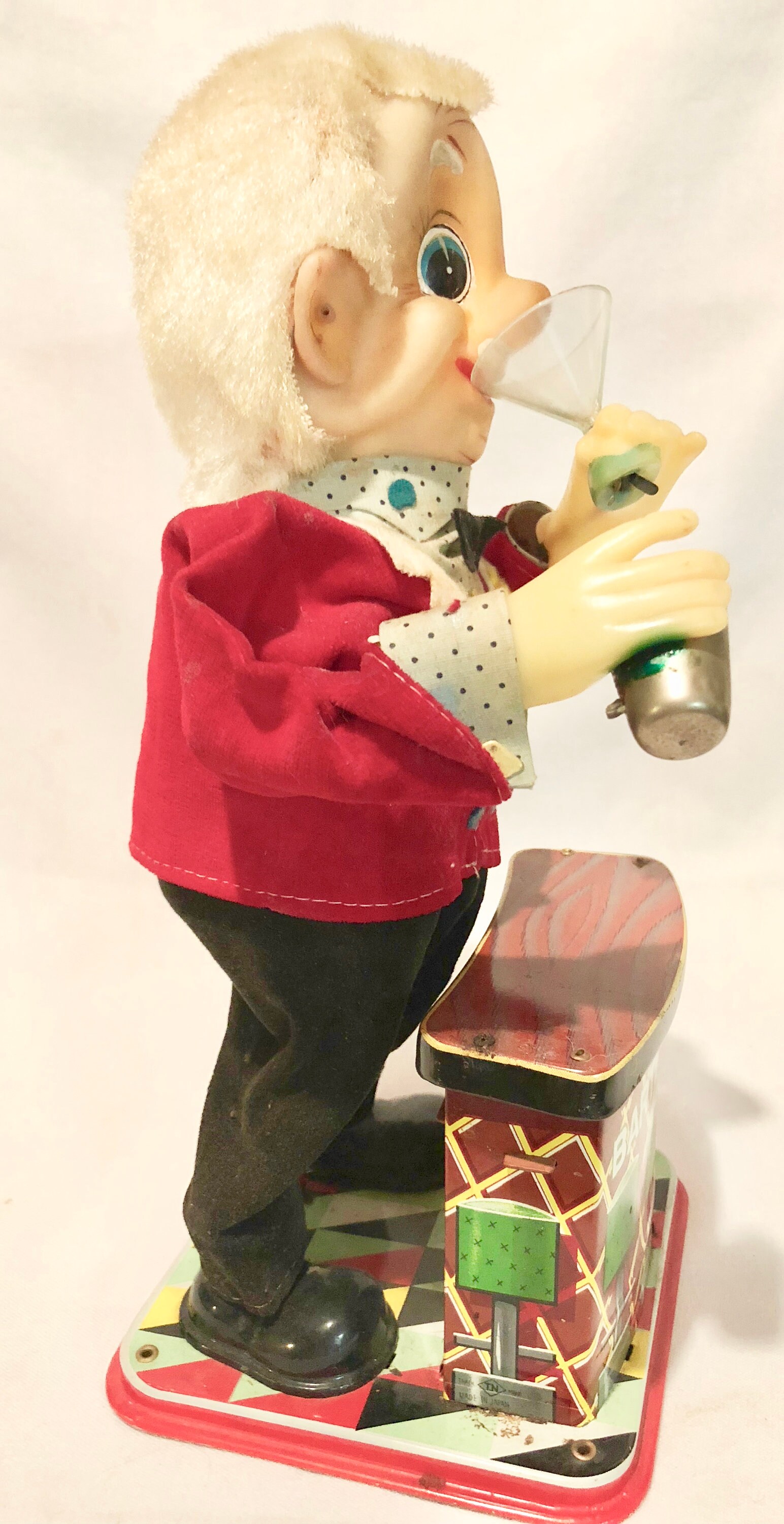 Vintage Animated Tin Lithograph Bartender Toy Circa 1960's