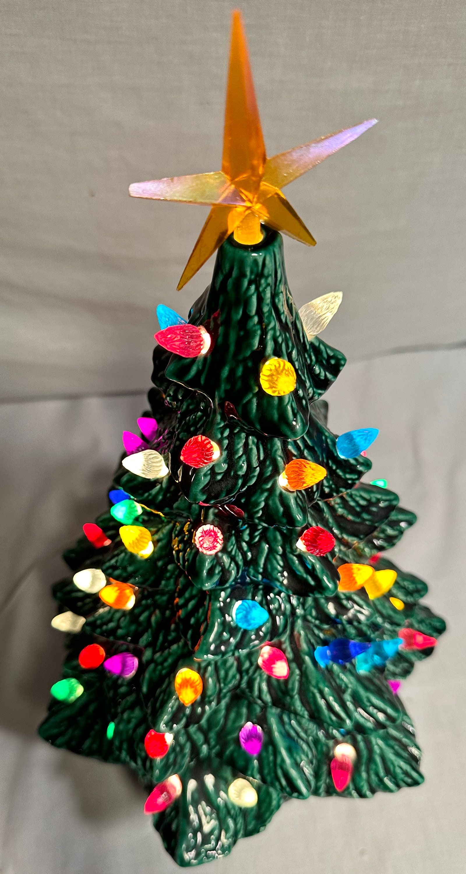 Vintage 13 inch Green Ceramic Christmas TreeTable Top