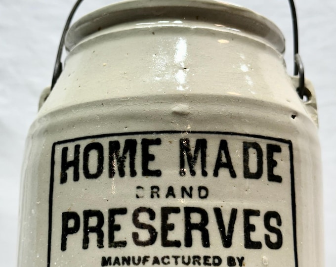 Antique H A Johnson, Boston Mass Homemade Preserves Stoneware Crock