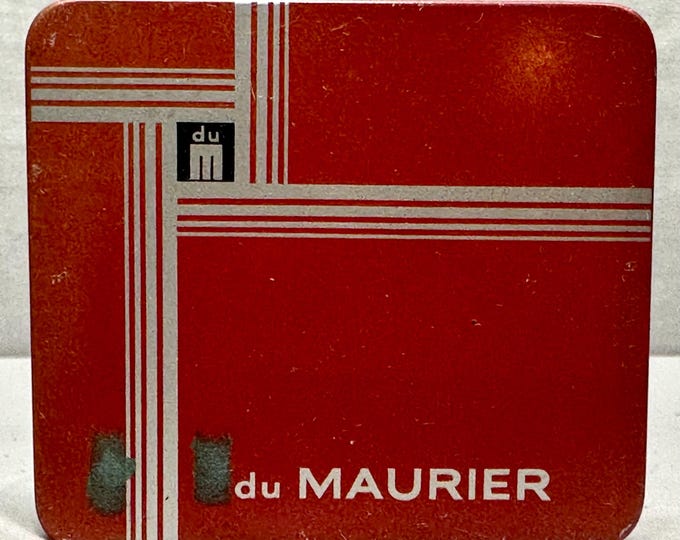 Vintage du Maurier Cigarette Advertising Tin ,Columbia Tobacco Company Factory 227 2nd District New York for Peter Jackson, London