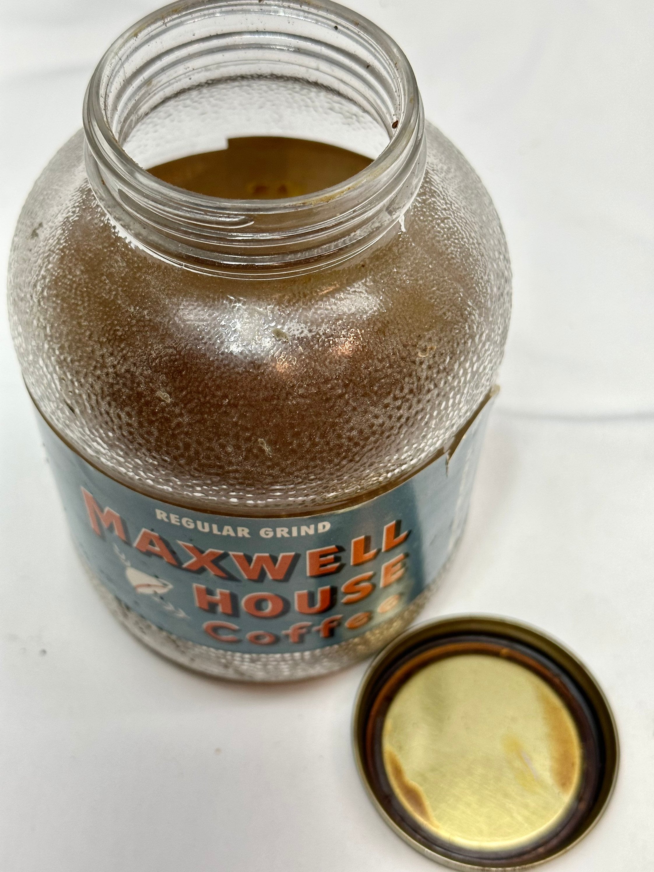 Vintage Glass Maxwell House Coffee 1lb Jar with Screw Top and Original ...