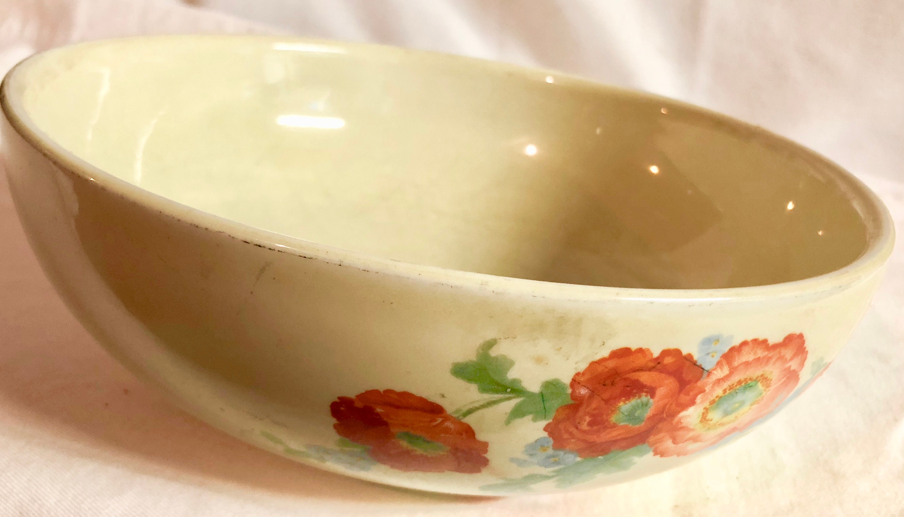 Vintage Midcentury Hall's Pottery Orange Poppy 9 Vegetable Bowl