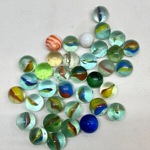 Vintage Glass Cat Eye Marbles-Set of 36