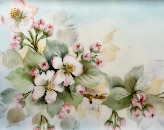 Antique RS Germany Porcelain Vanity Tray, Cherryblossoms