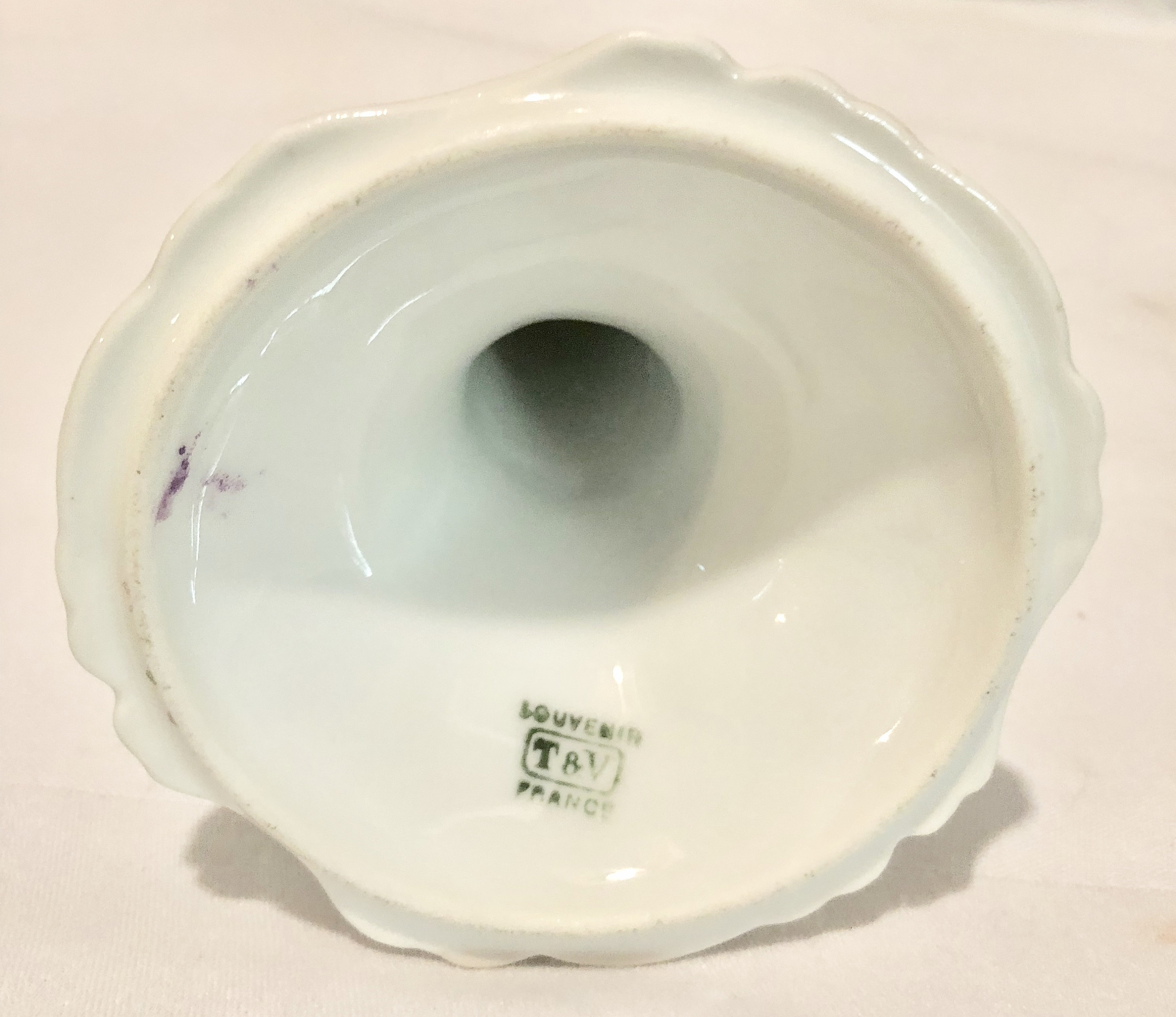 Antique T & V France Hand Painted Limoges Porcelain Candle Holder