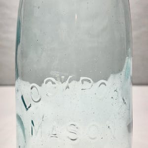 Vintage Lockport Mason Blue Glass Canning Jar: Zinc/Milk Glass Cap Circa 1900-1915