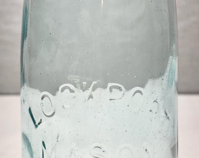 Vintage Lockport Mason Blue Glass Canning/Preserve Jar with Original Zinc/Milk Glass Screw on Cap, Circa 1900-1915