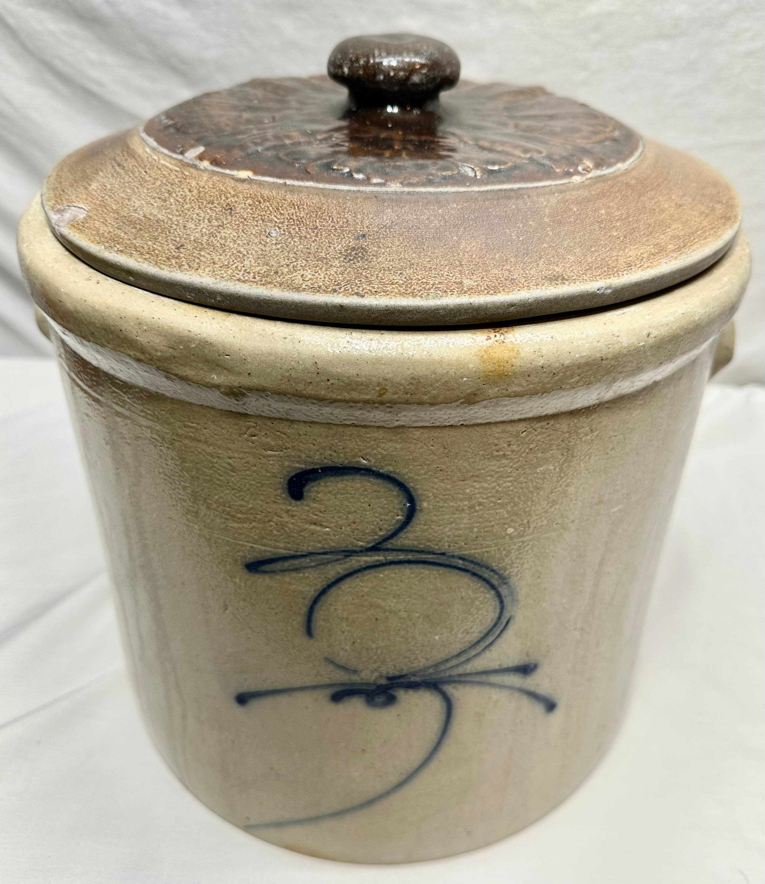 Stoneware 1 Gallon Crock (Brown Interior)- American Made-FREE Shipping -  Acorn Bluff