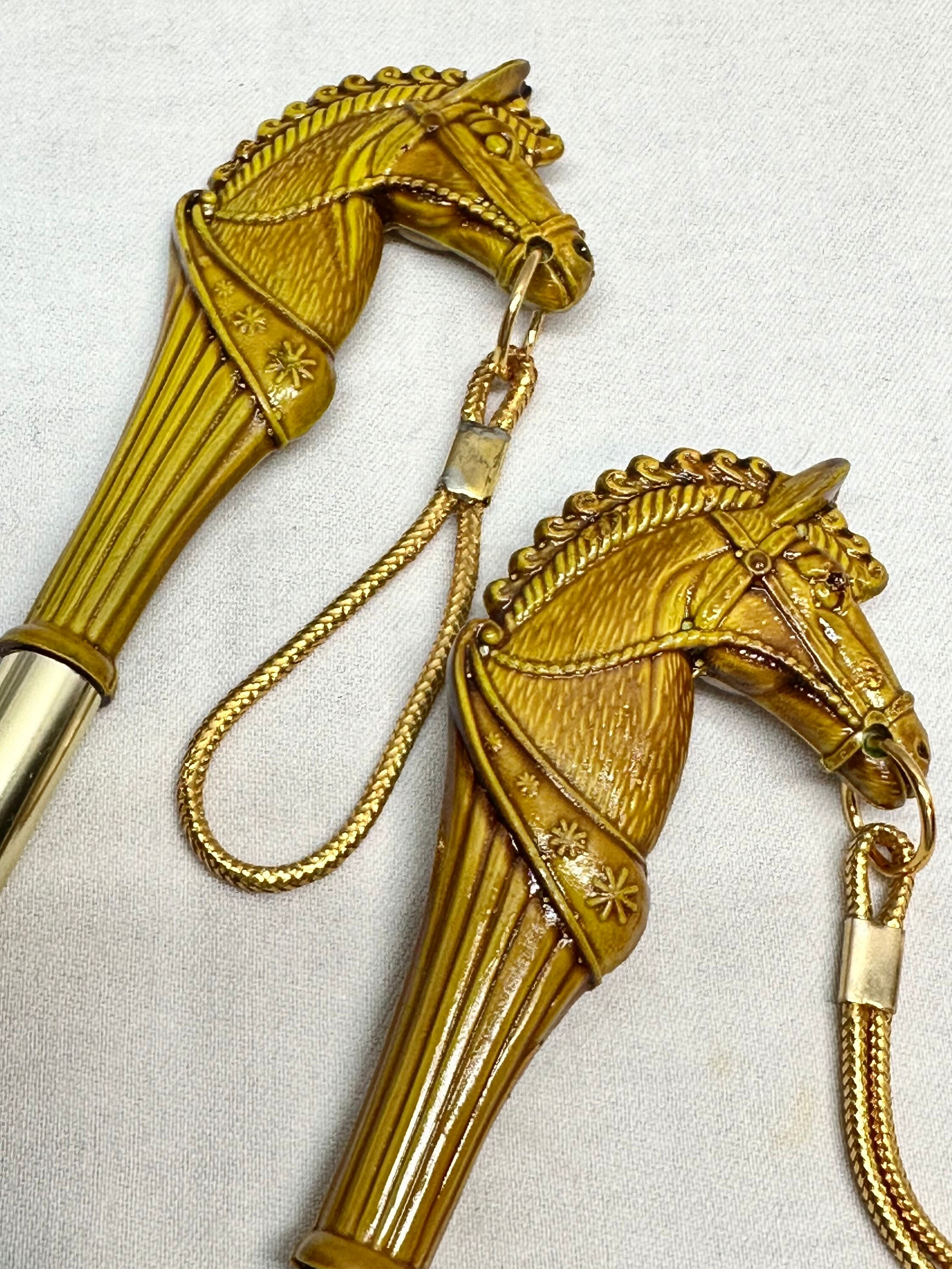 Vintage Equestrian/Horse Head Shoe Horn Brush Set with Hanger in