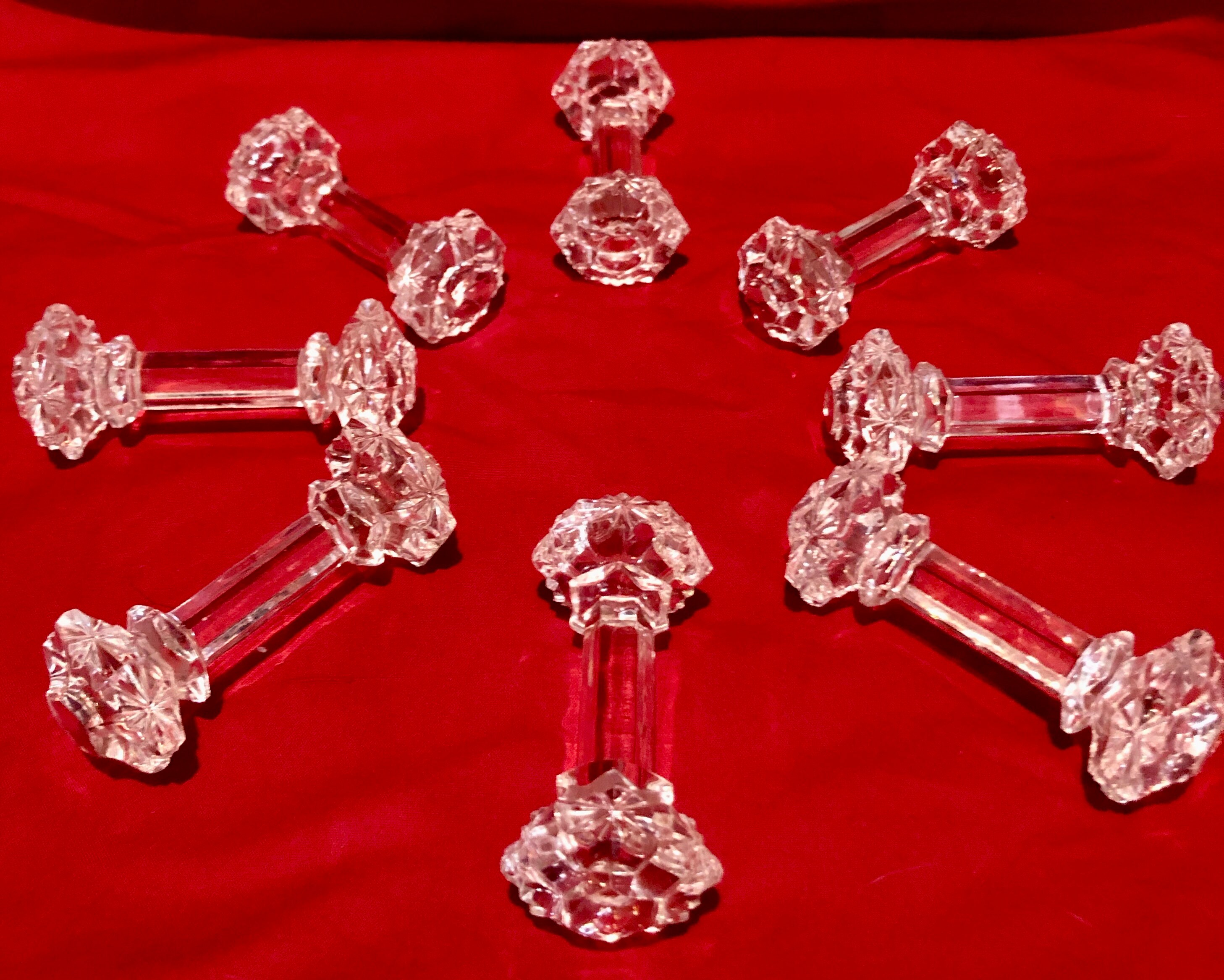Antique Victorian Clear Cut Glass Knife Rests Set of Eight