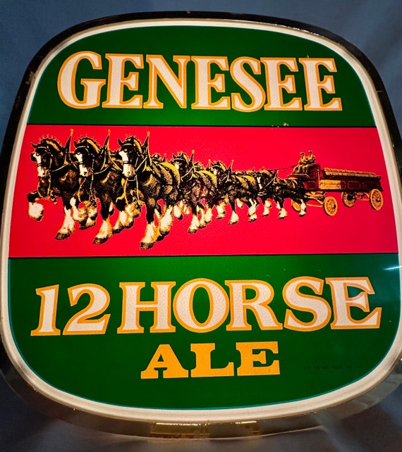 GENESEE 12 HORSE アメリカアンティーク　パブミラーUSA鏡看板 Genesee 12 Horse Ale Mirror Beer Tray, Vintage Genesee
