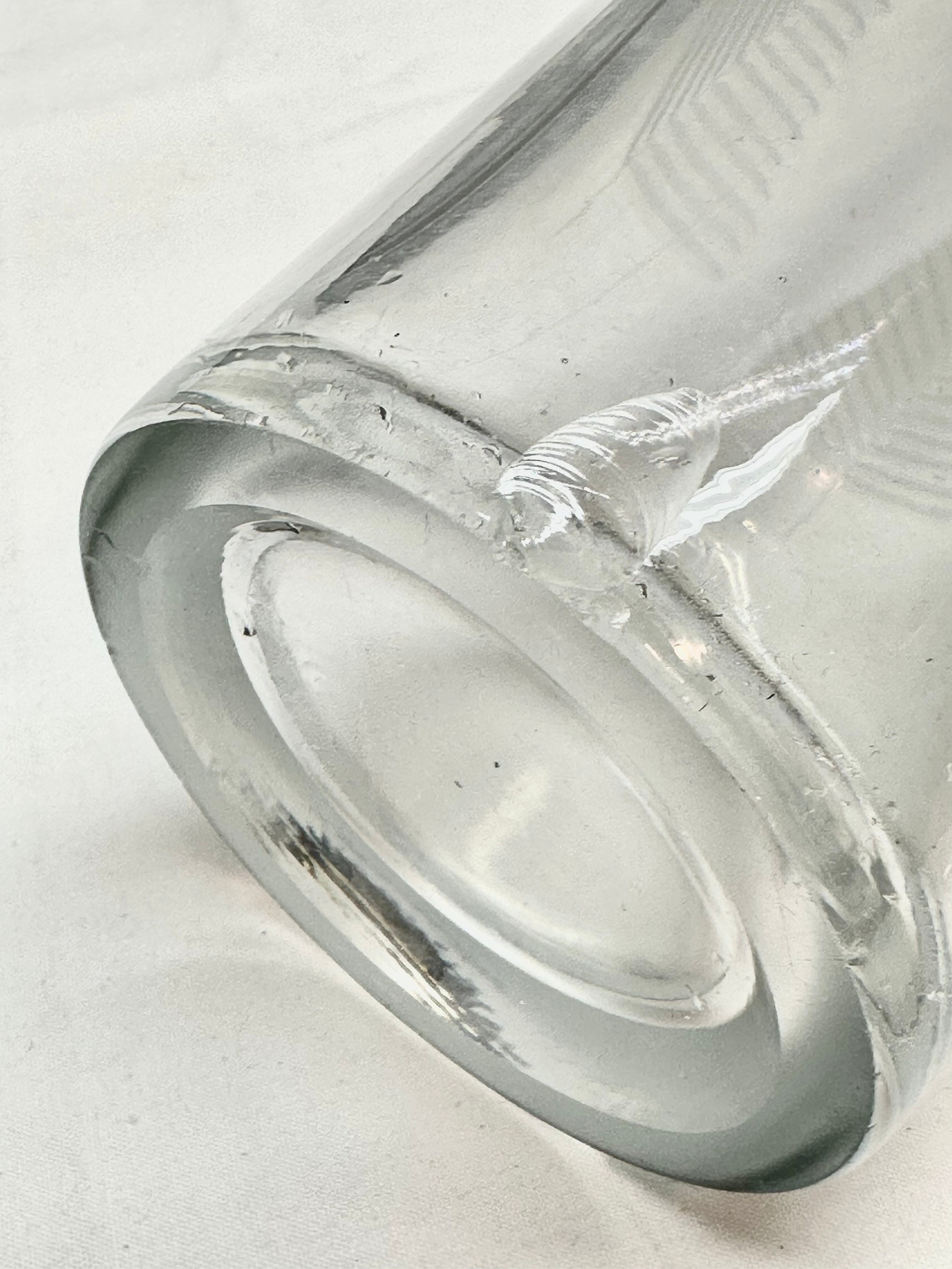 Vintage Clear Etched Glass Cocktail Shaker with Silver Lid