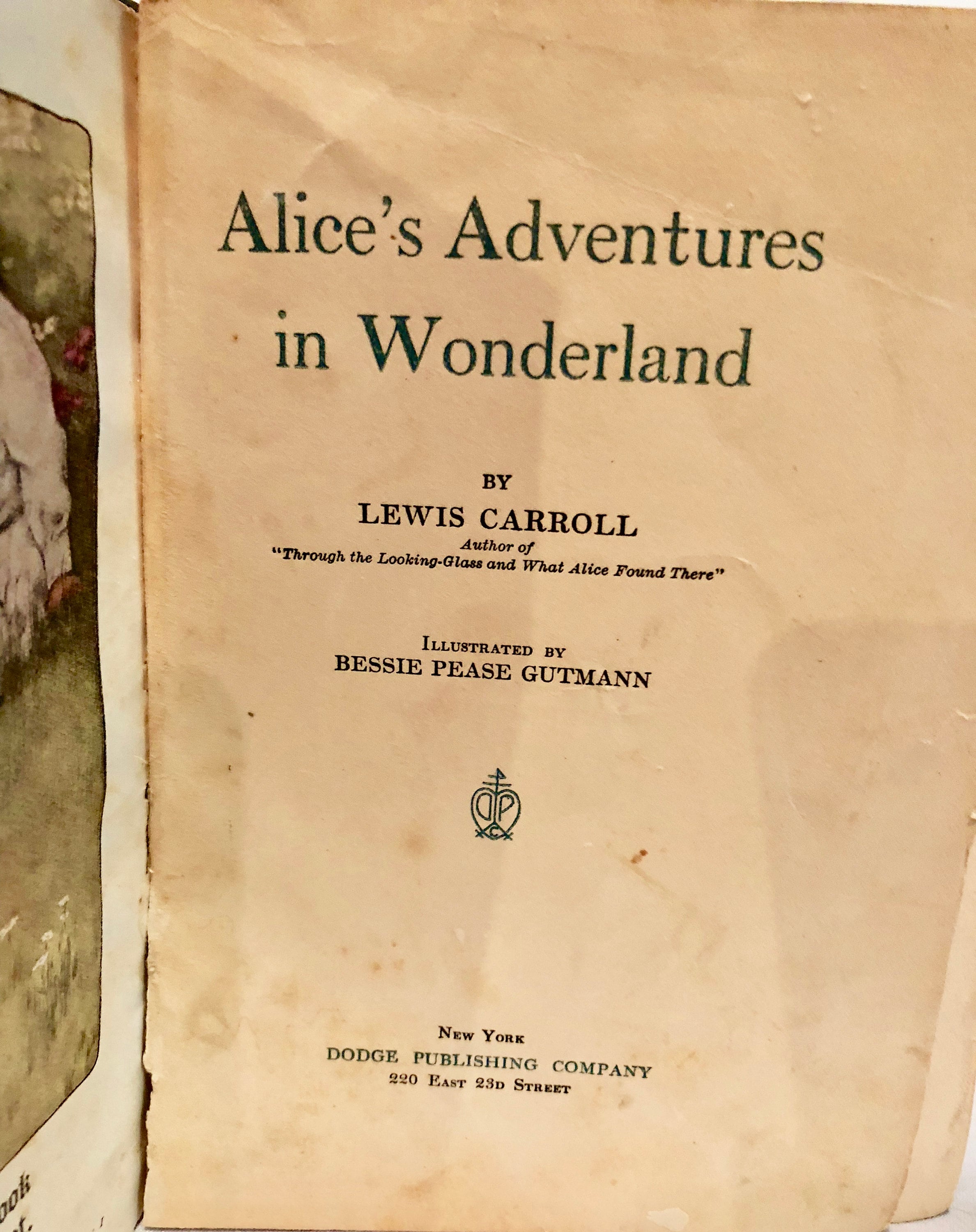 Alices Adventures in Wonderland, First Edition Copyright 1907 by Lewis