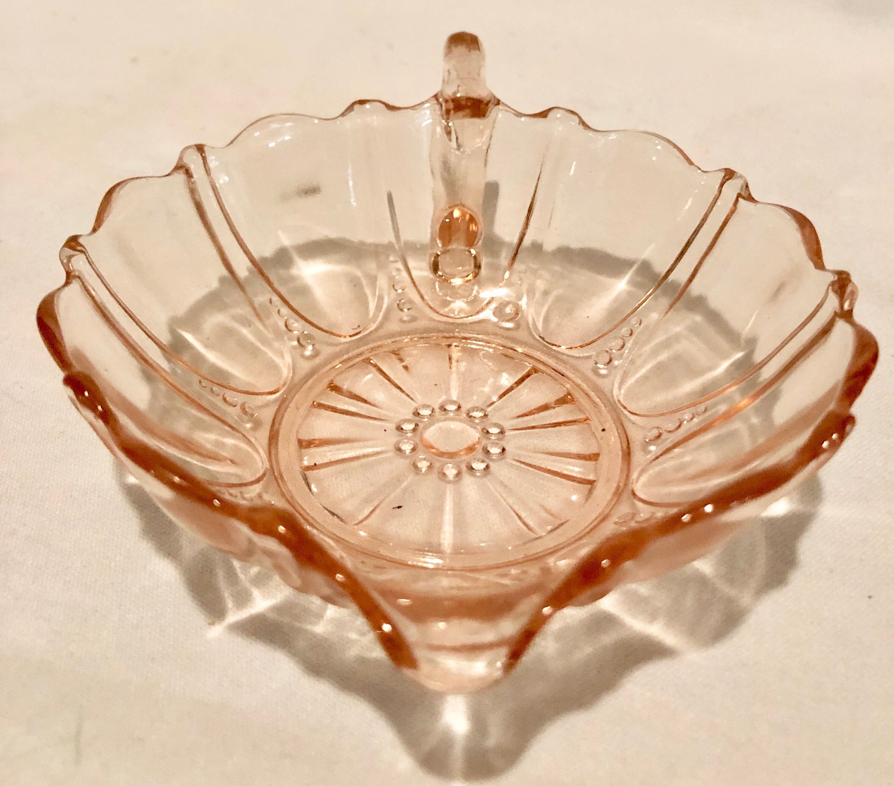 Vintage Blush Pink Depression Glass Serving Dish