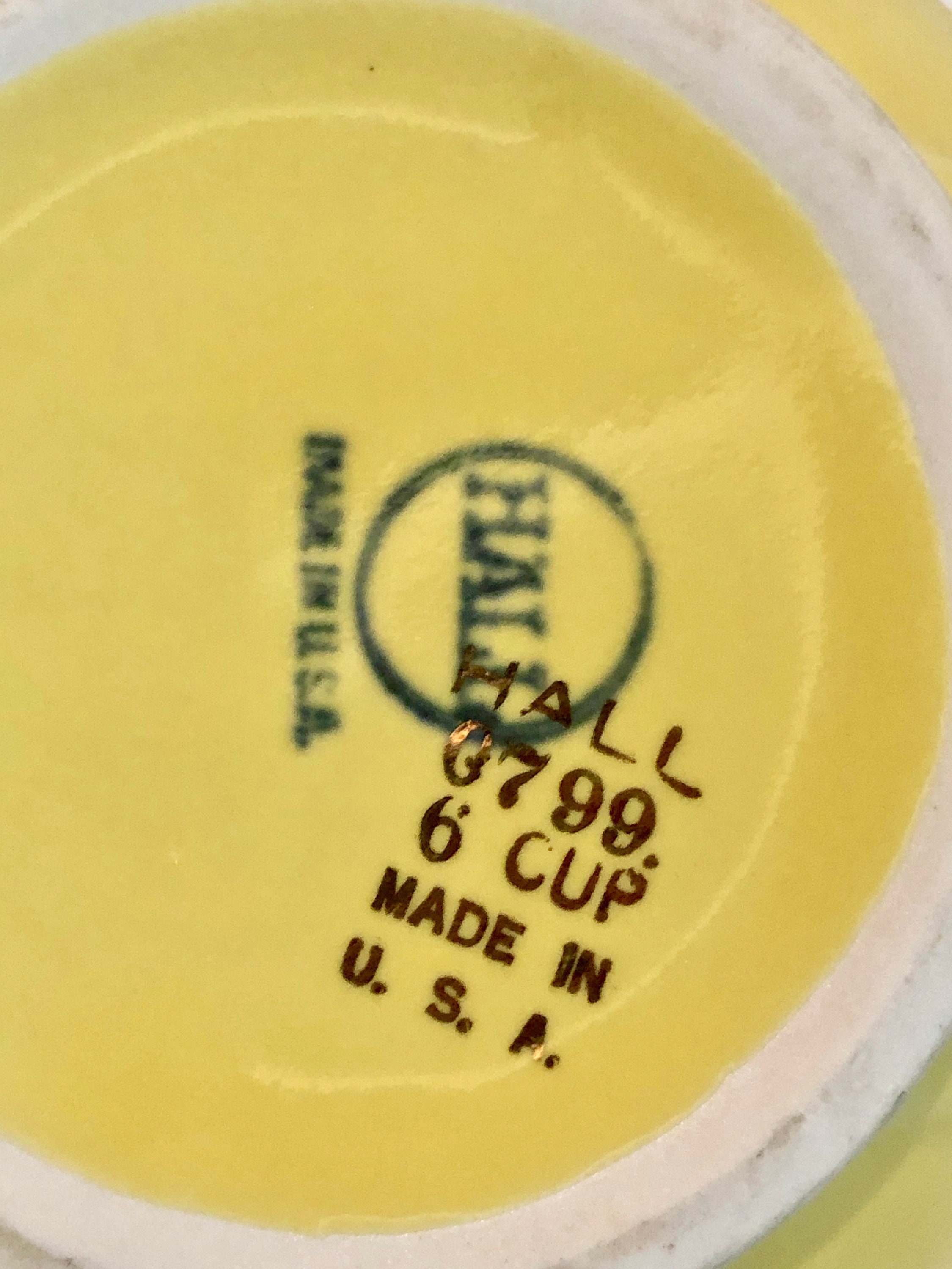 Vintage Halls Pottery Yellow Teapot with Gold Leaf , No 0799, 6 Cup