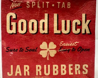 Vintage Good Luck Canning Jar Rubber Lids - Boston Woven Hose & Rubber Co