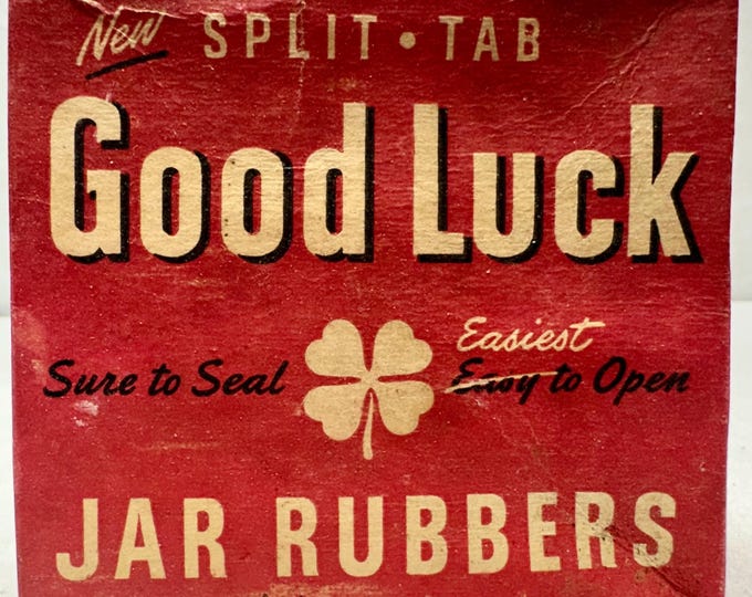 Vintage Good Luck Canning Jar Split Tab Rubber Jar Lids, Boston Woven Hose & Rubber Co, Cambridge Mass, Patent Pending