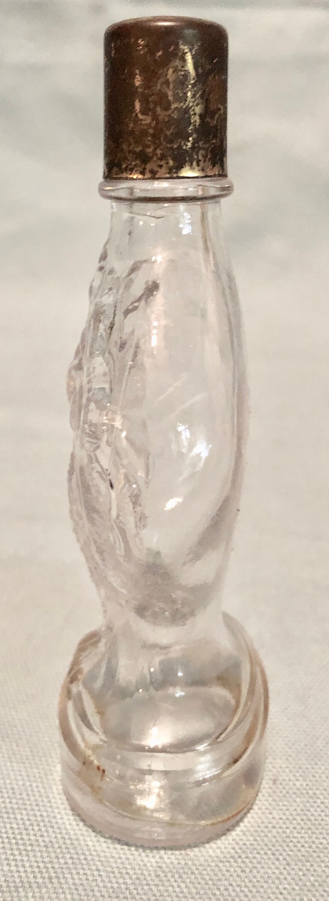 Download Antique Clear Glass Perfume Bottle with Peacock Design