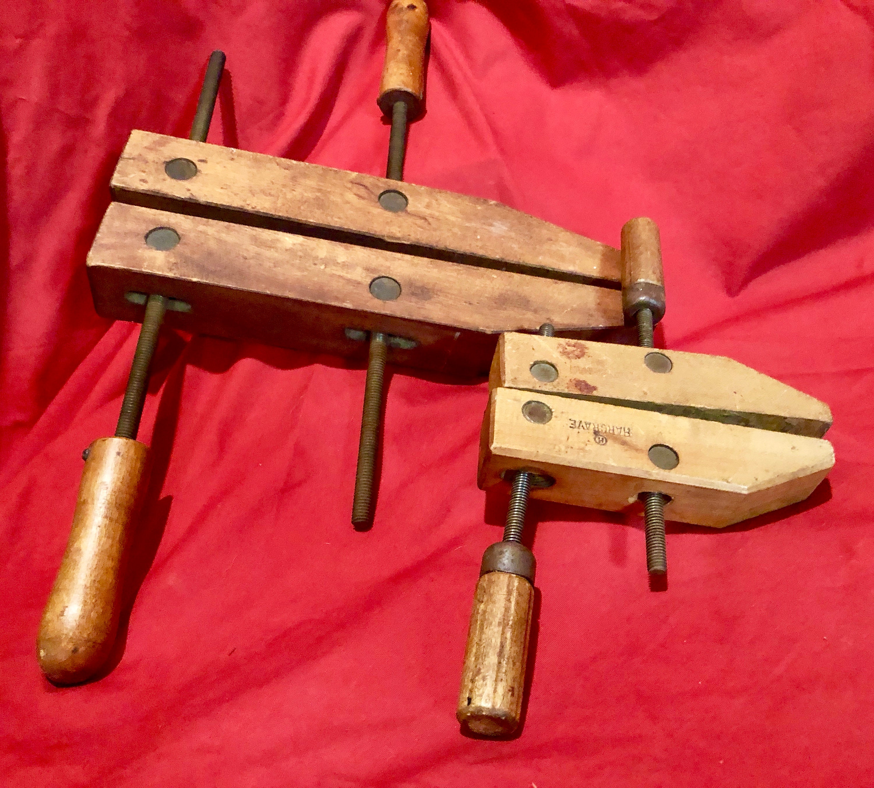 VintageWooden Adjustable Clamps circa 1950's Set of Two