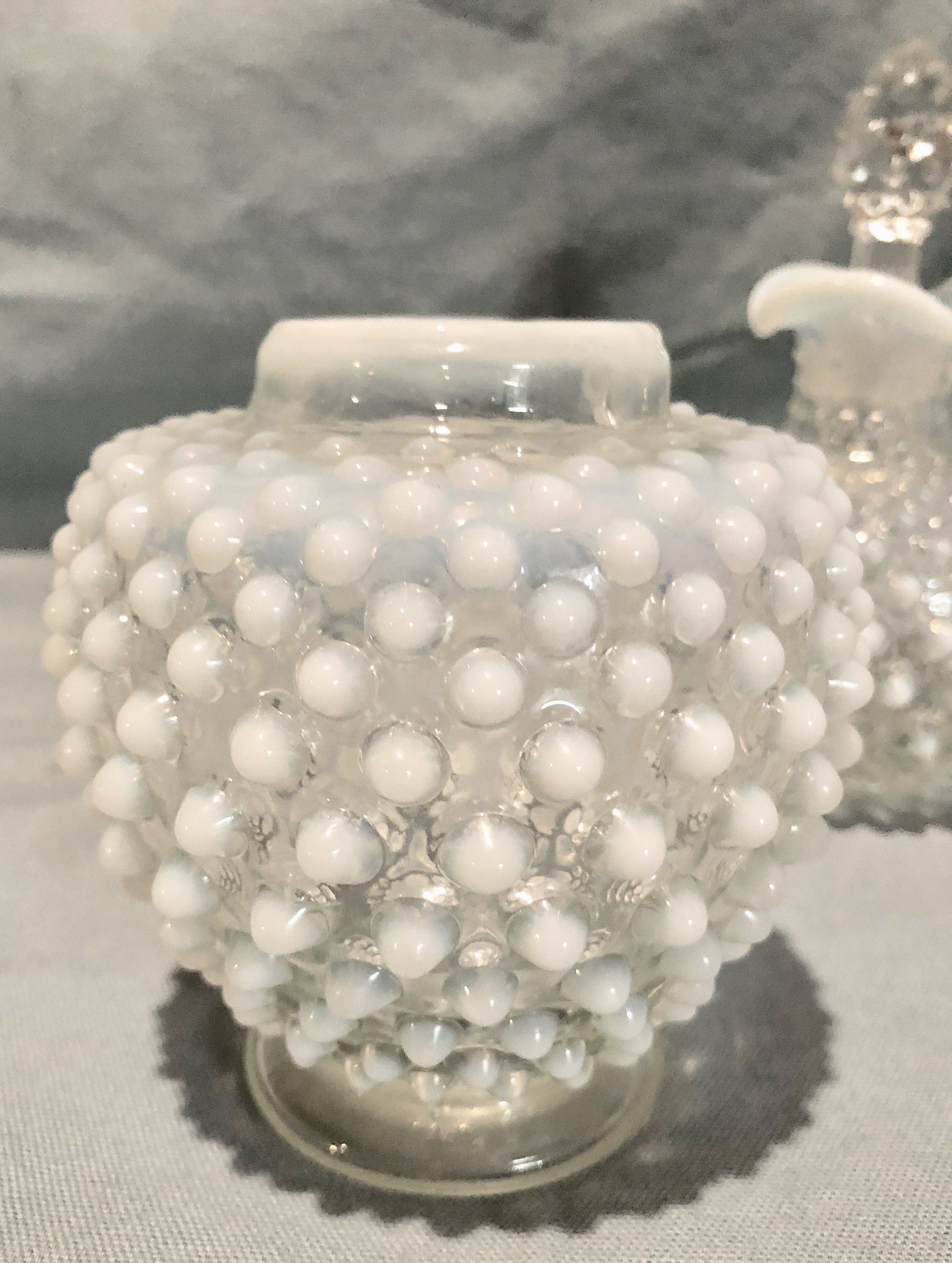 Vintage Clear/White Fenton Style Hobnail Glass Serving Pieces