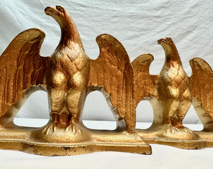 Vintage Cast Iron Gold Eagle Bookends-Set of Two