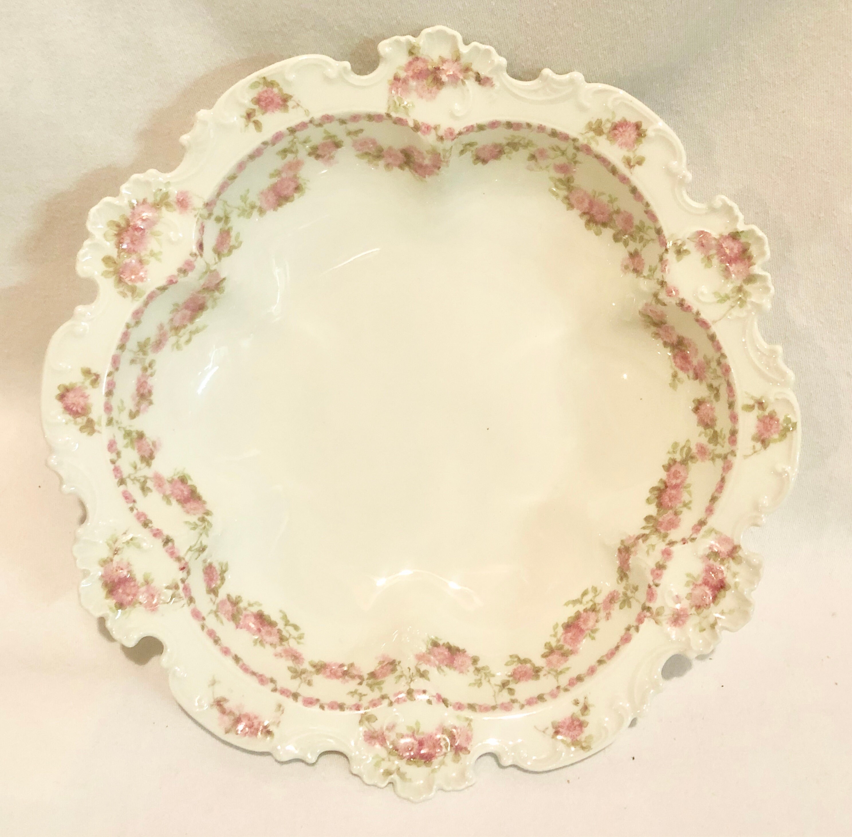 Limoges Haviland China Scalloped Serving Bowl with Rose ...