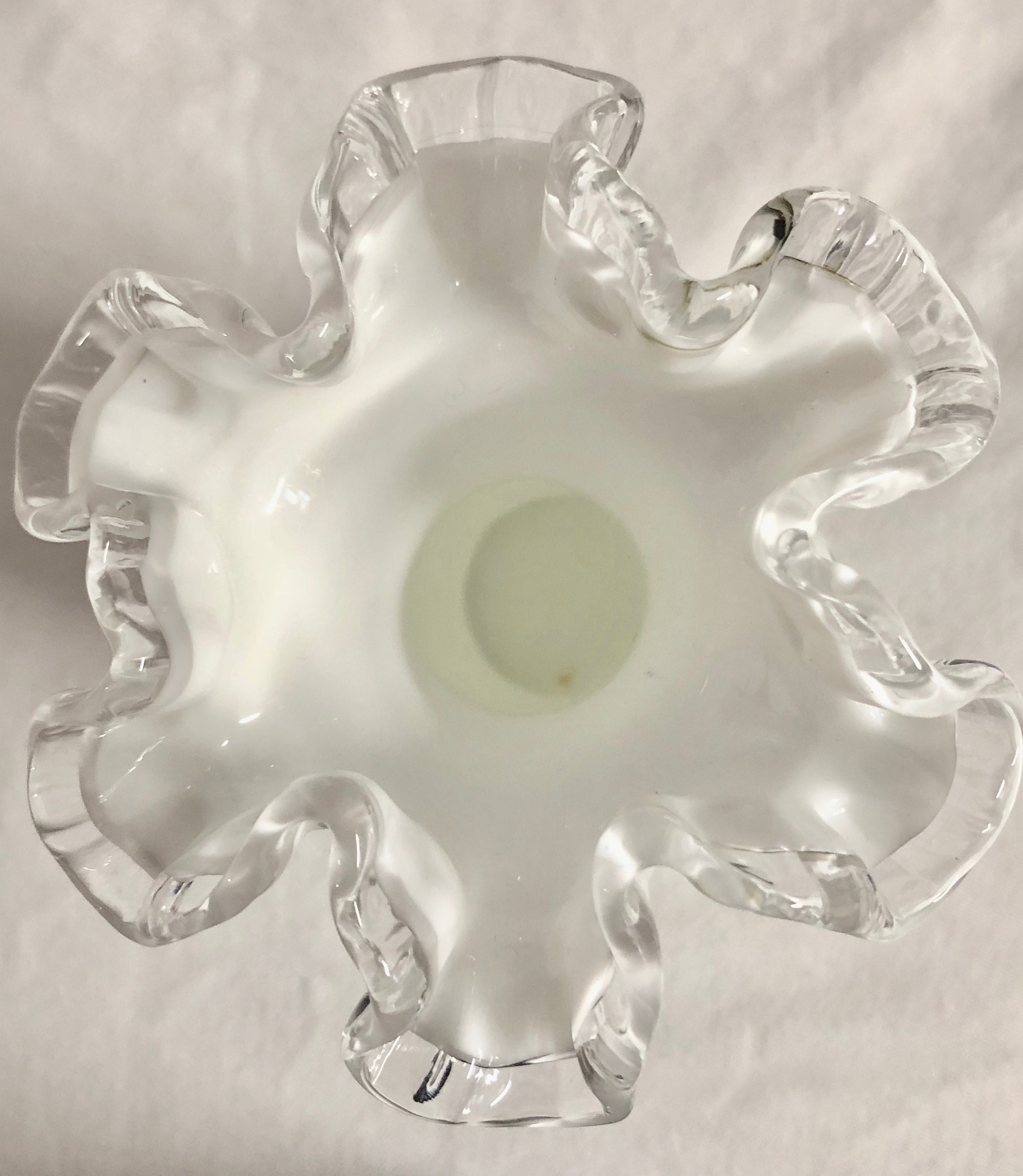 Fenton White Vintage Ruffled Edge Hand Painted Delicate Purple/Lavender