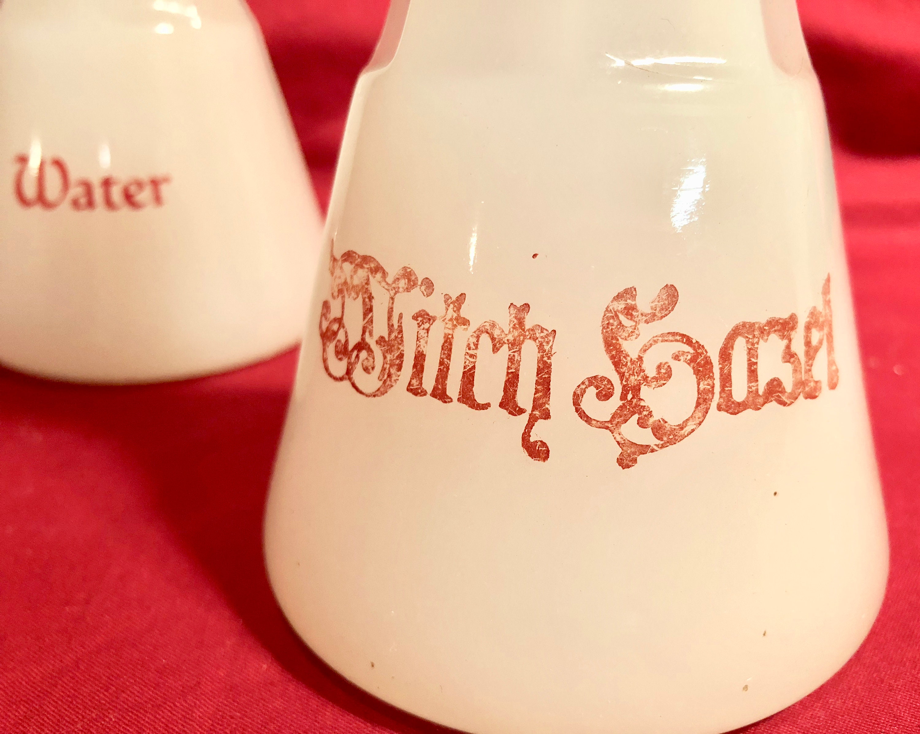 Pair of Antique Moonstone Clambroth Glass Barber/Apothecary Bottles