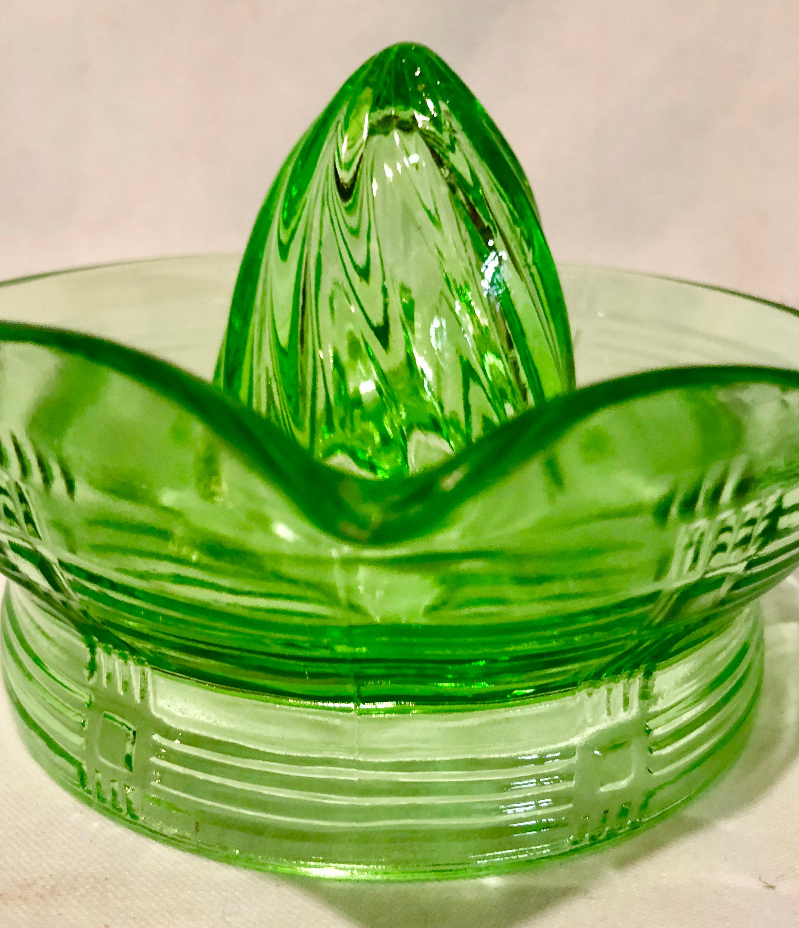 Vintage Green Depression Glass Juicer