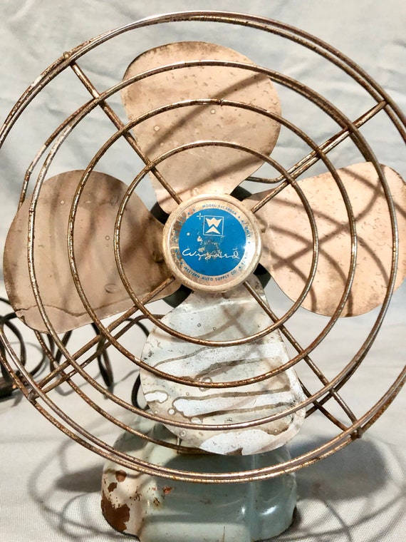 Midcentury Powder Blue Wizard Metal Desk Table Fan Model Etsy