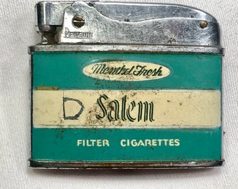 Vintage Salem Menthol Fresh Filter Cigarettes,Super Automatic Lighter No 18250, Penguin,Made in Japan