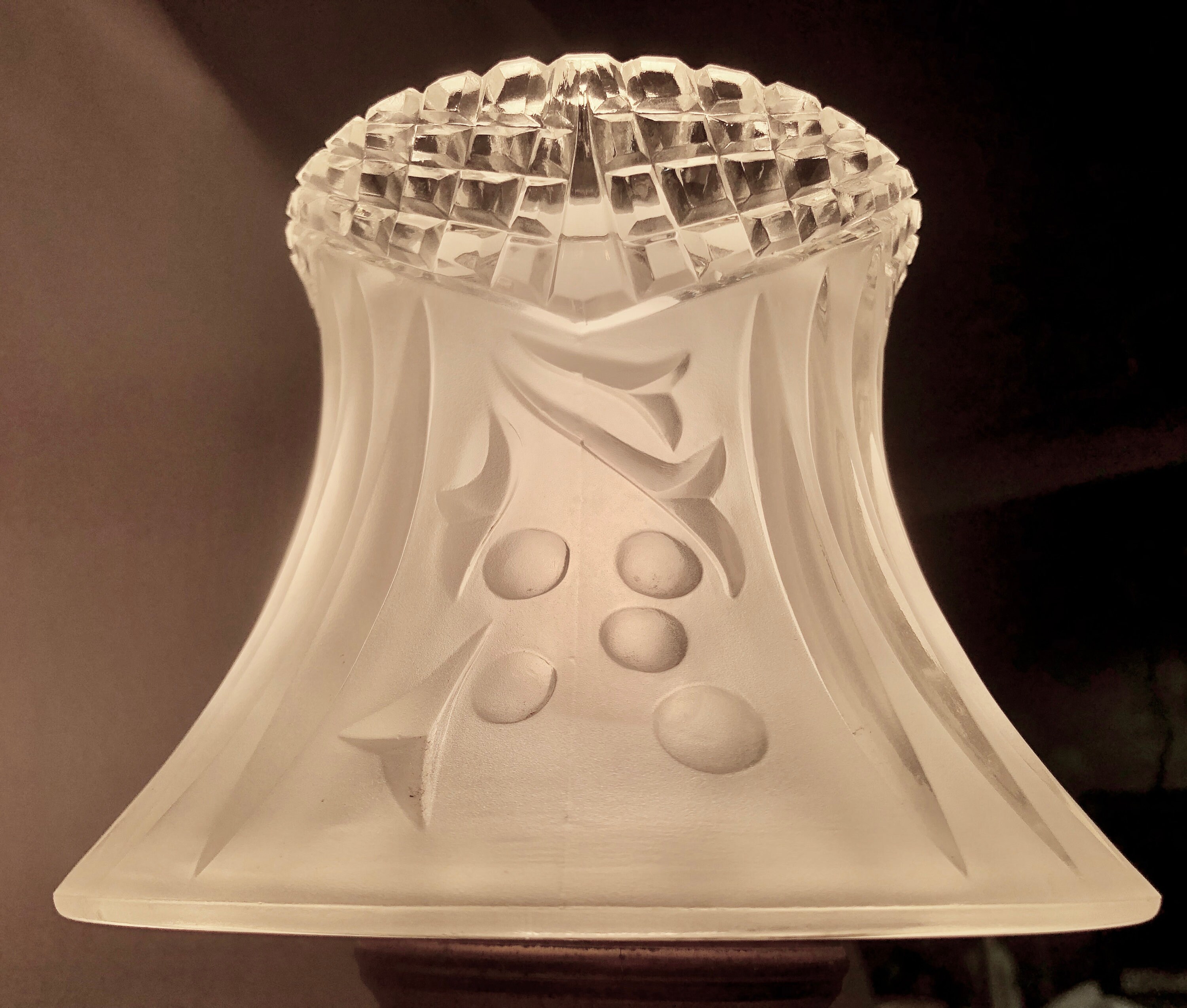 Vintage Frosted Clear Cut Glass Lamp Shade/Pendant Light